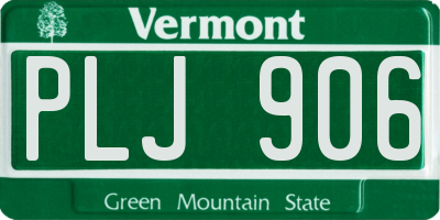 VT license plate PLJ906