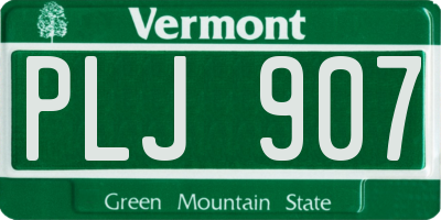 VT license plate PLJ907