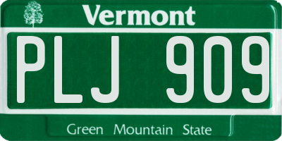 VT license plate PLJ909