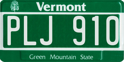 VT license plate PLJ910