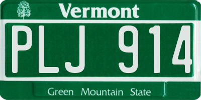 VT license plate PLJ914