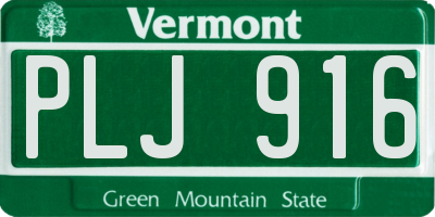 VT license plate PLJ916