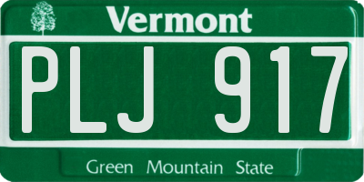 VT license plate PLJ917