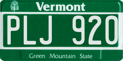 VT license plate PLJ920