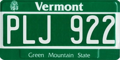 VT license plate PLJ922