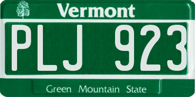 VT license plate PLJ923