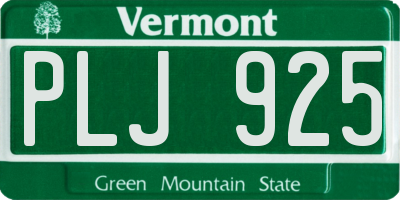 VT license plate PLJ925
