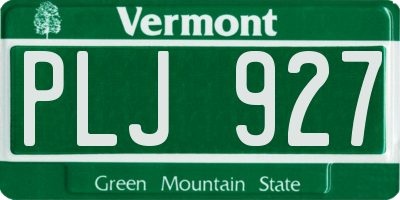 VT license plate PLJ927