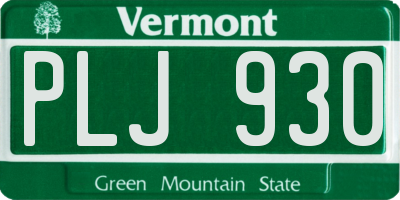 VT license plate PLJ930