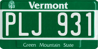 VT license plate PLJ931