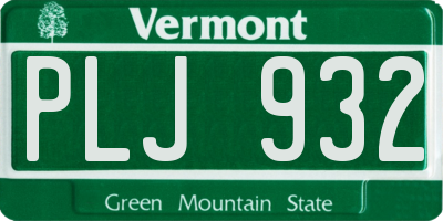 VT license plate PLJ932