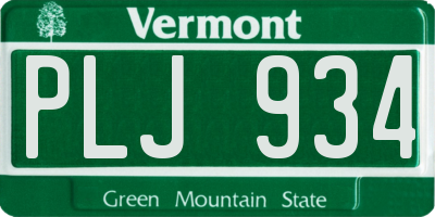 VT license plate PLJ934
