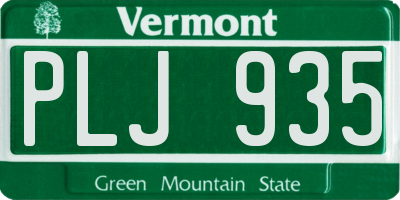 VT license plate PLJ935