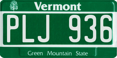 VT license plate PLJ936