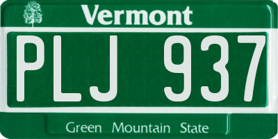 VT license plate PLJ937