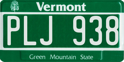 VT license plate PLJ938