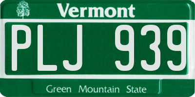 VT license plate PLJ939