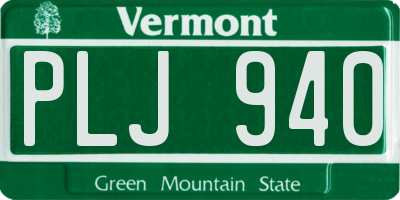 VT license plate PLJ940