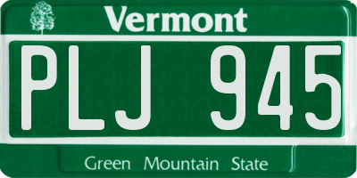 VT license plate PLJ945
