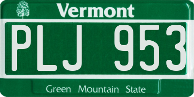 VT license plate PLJ953