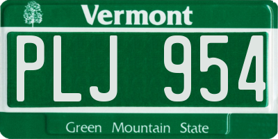 VT license plate PLJ954