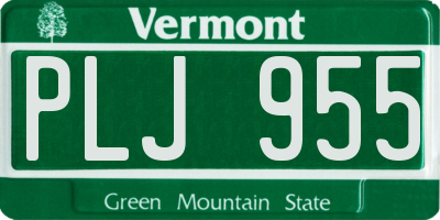 VT license plate PLJ955