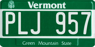 VT license plate PLJ957