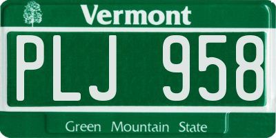 VT license plate PLJ958