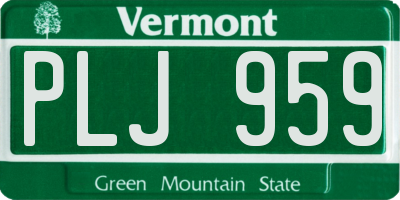 VT license plate PLJ959