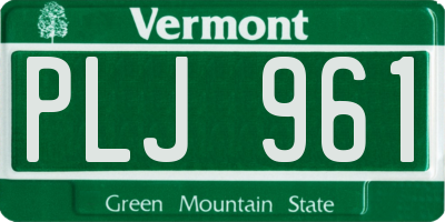 VT license plate PLJ961