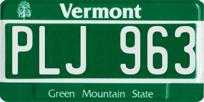 VT license plate PLJ963