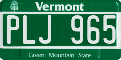 VT license plate PLJ965