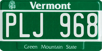 VT license plate PLJ968