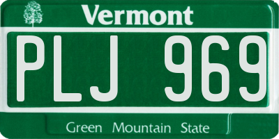 VT license plate PLJ969