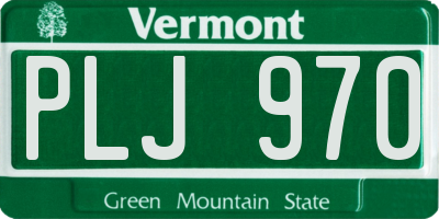 VT license plate PLJ970
