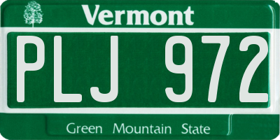 VT license plate PLJ972