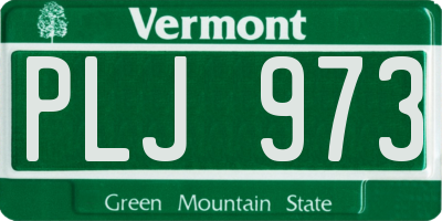 VT license plate PLJ973