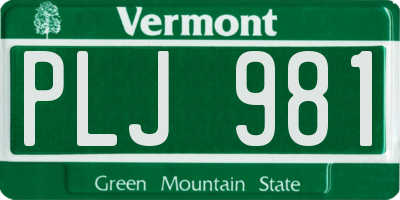 VT license plate PLJ981