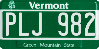 VT license plate PLJ982