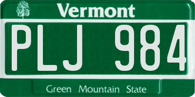 VT license plate PLJ984