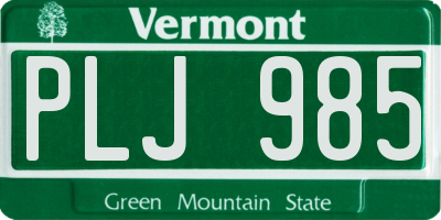 VT license plate PLJ985
