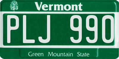 VT license plate PLJ990