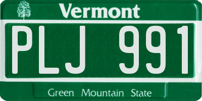 VT license plate PLJ991