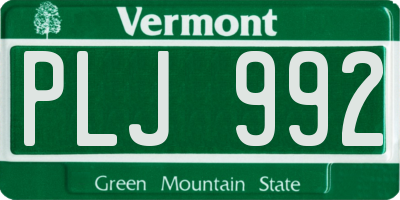 VT license plate PLJ992