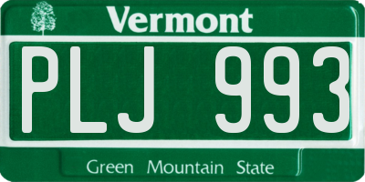VT license plate PLJ993