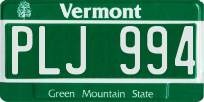 VT license plate PLJ994