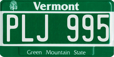 VT license plate PLJ995