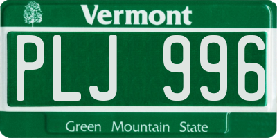 VT license plate PLJ996