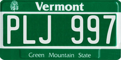 VT license plate PLJ997