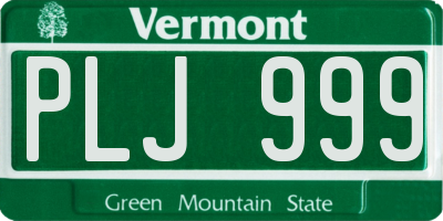 VT license plate PLJ999